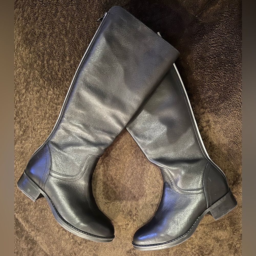 STEVE MADDEN Women’s Jasper Black Leather Knee Hi Riding Boots Size 5 Like New